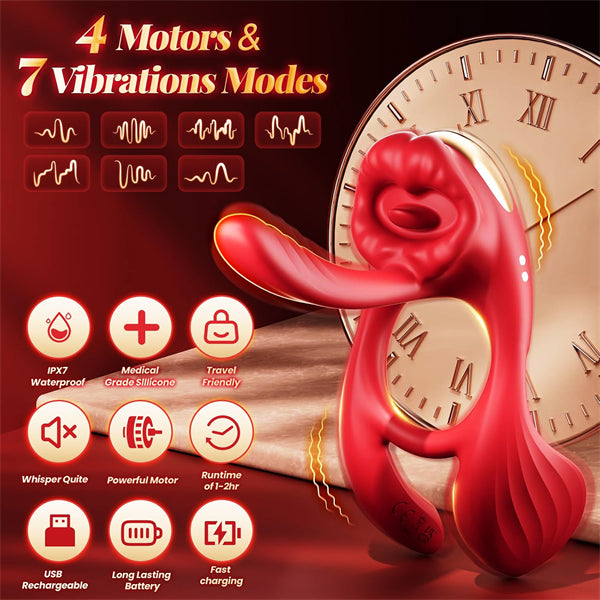 4 Powerful Motors 7 Vibration Modes Rose Cock Ring