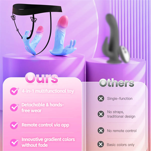 4 in 1 APP Remote Control Thrusting Dildo Wearable Panties Vibrator