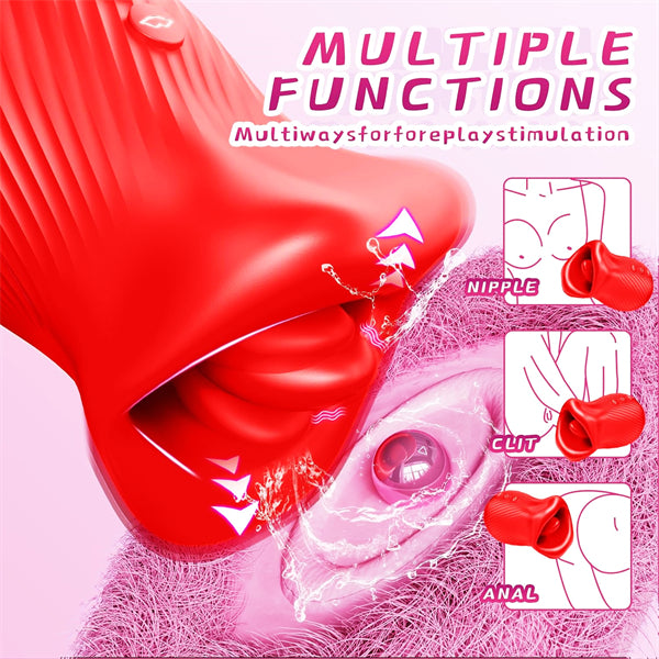 4 in 1 Tongue Licking Vibrator Rose Sex Toys