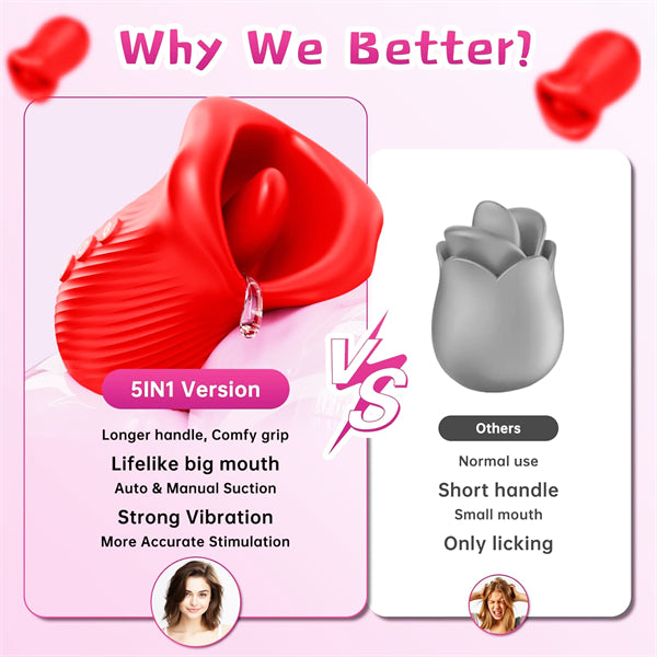4 in 1 Tongue Licking Vibrator Rose Sex Toys