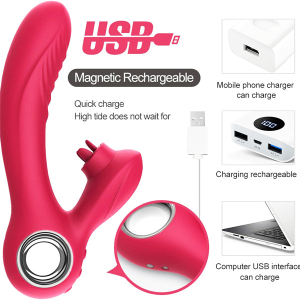 5 Flapping & 10 Vibration Snail Vibrator Red