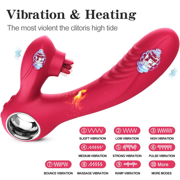 5 Flapping & 10 Vibration Snail Vibrator Red