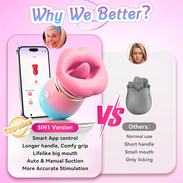 5IN1 Mouth Sucking Vibrator Rose Sex Toy