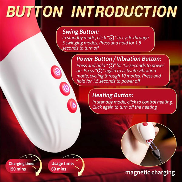 5-in-1 Rose Tongue Vibrator with Heating & Swing Mode