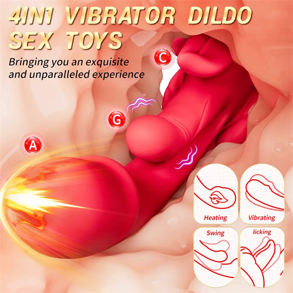5-in-1 Rose Tongue Vibrator with Heating & Swing Mode