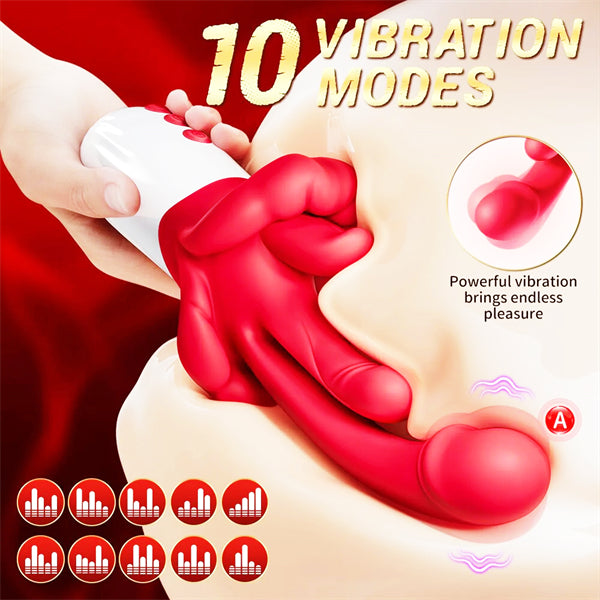 5-in-1 Rose Tongue Vibrator with Heating & Swing Mode