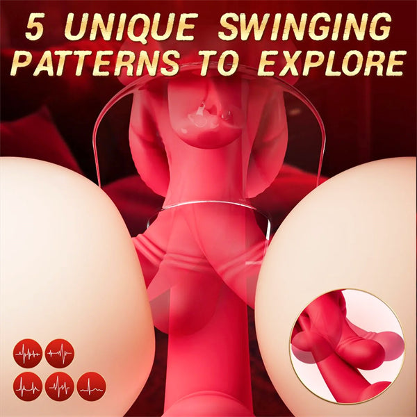 5-in-1 Rose Tongue Vibrator with Heating & Swing Mode