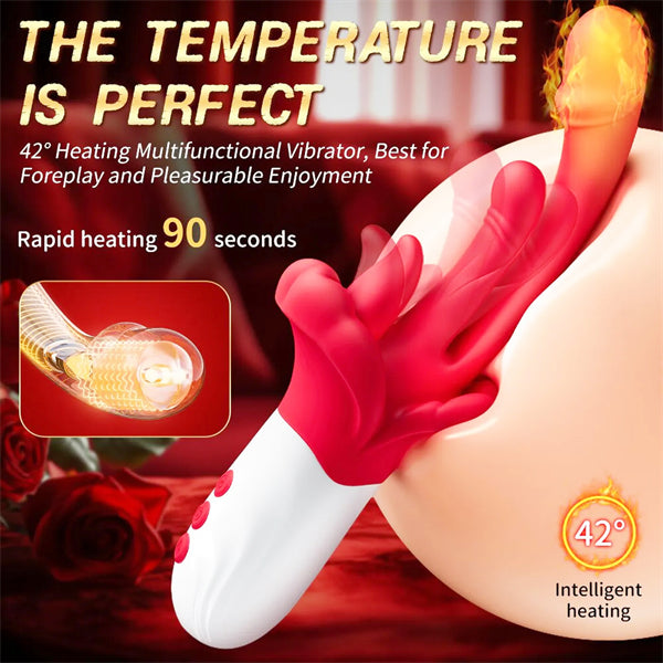 5-in-1 Rose Tongue Vibrator with Heating & Swing Mode