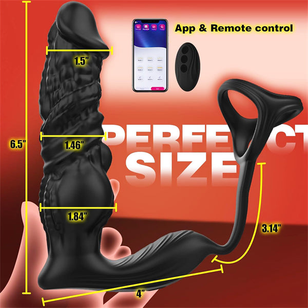 6-in-1 Anal Dildo Vibrator with Silicone Cock Rings
