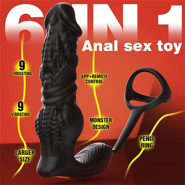 6-in-1 Anal Dildo Vibrator with Silicone Cock Rings