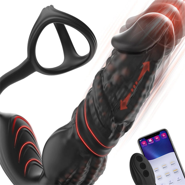 6-in-1 Anal Dildo Vibrator with Silicone Cock Rings