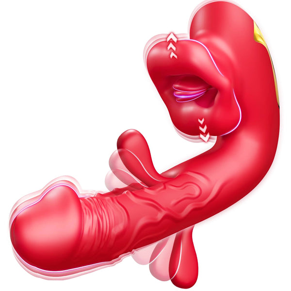 4in1 G Spot Dildo Vibrator With Flapping Vibrating Licking Biting Modes