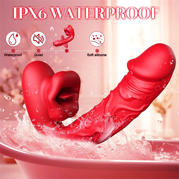 4in1 G Spot Dildo Vibrator With Flapping Vibrating Licking Biting Modes