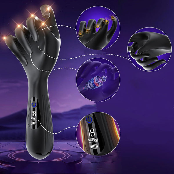 Hand-Shaped Vibrating Male Stroker with Digital Display