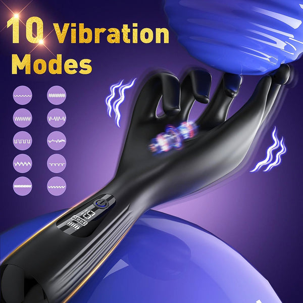 Hand-Shaped Vibrating Male Stroker with Digital Display