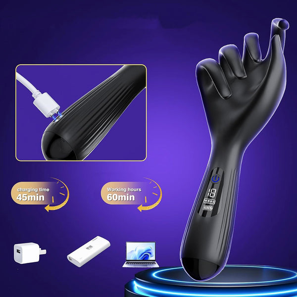 Hand-Shaped Vibrating Male Stroker with Digital Display