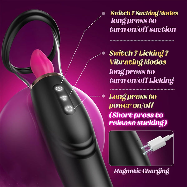 7 Licking & Scuking Clitoral & 10 Vibration Tongue Vibrator