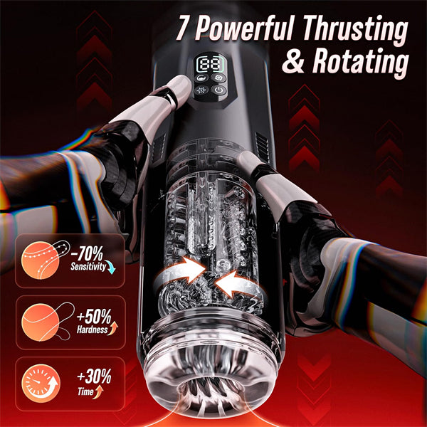 7 Thrusting Rotating Vibrating Licking Modes Male Stroker with One-Click Burst