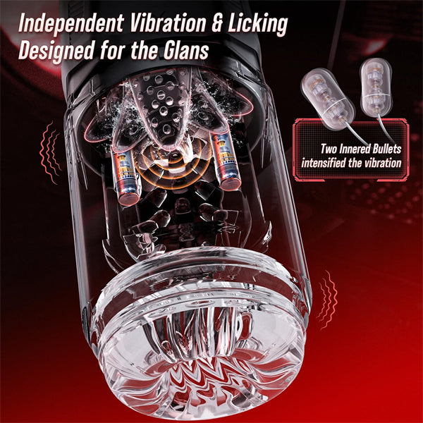 7 Thrusting Rotating Vibrating Licking Modes Male Stroker with One-Click Burst