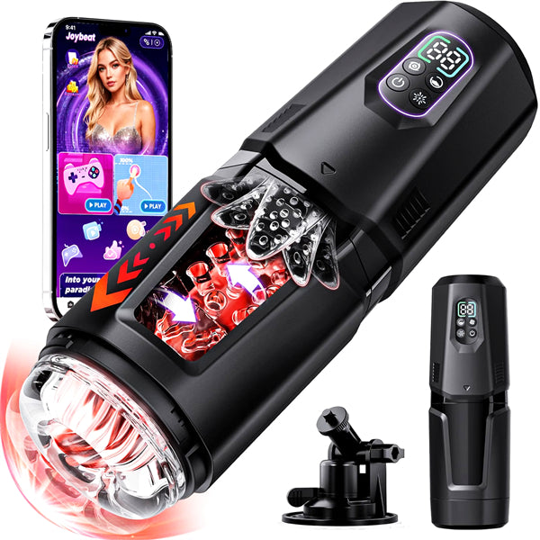 7 Thrusting Rotating Vibrating Licking Modes Male Stroker with One-Click Burst
