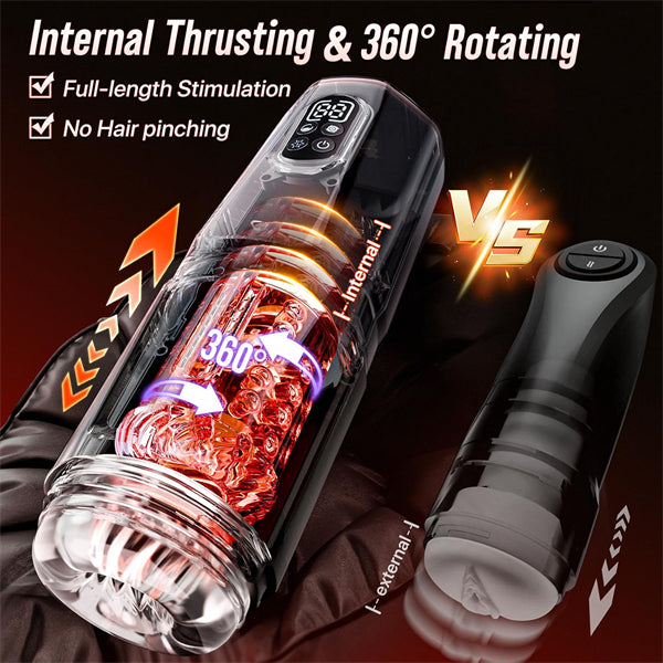 7 Thrusting Rotating Vibrating Licking Modes Male Stroker with One-Click Burst