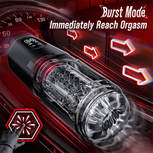 7 Thrusting Rotating Vibrating Licking Modes Male Stroker with One-Click Burst