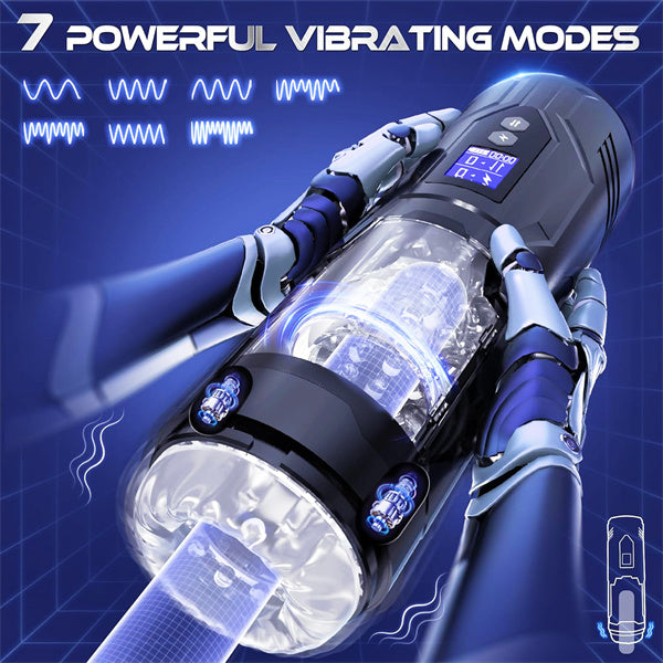 7 Thrusting & Rotating & Vibrating Modes with LCD Display Male Stroker