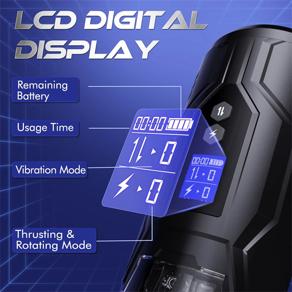 7 Thrusting & Rotating & Vibrating Modes with LCD Display Male Stroker