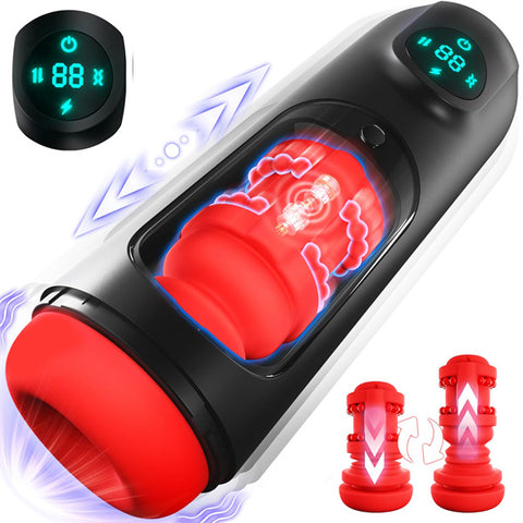 8 Vibrating & 8 Thrusting & LCD Display Male Stroker