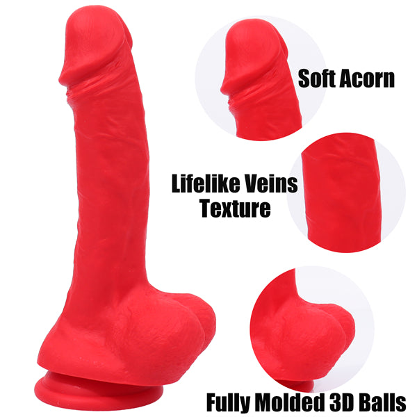 8 Inch Red Realistic Dildo