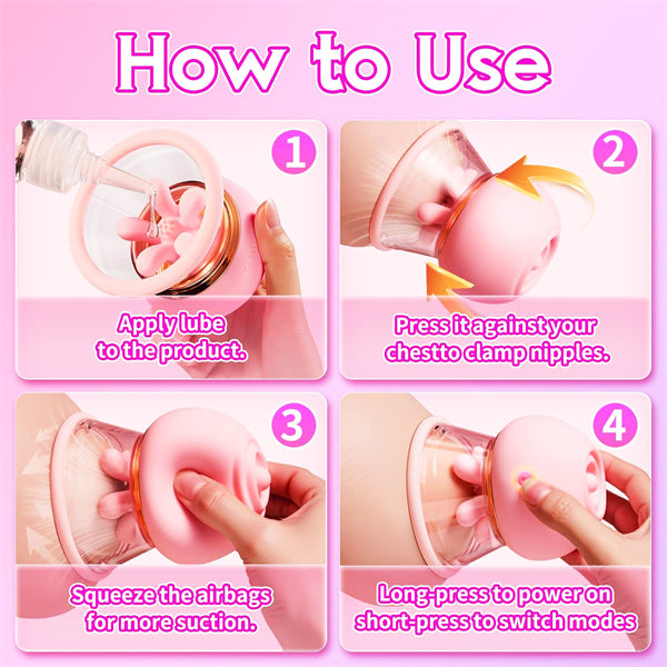 9 Kneading Manual Sucking Stimulator Rose Nipple Clamps Vibrator