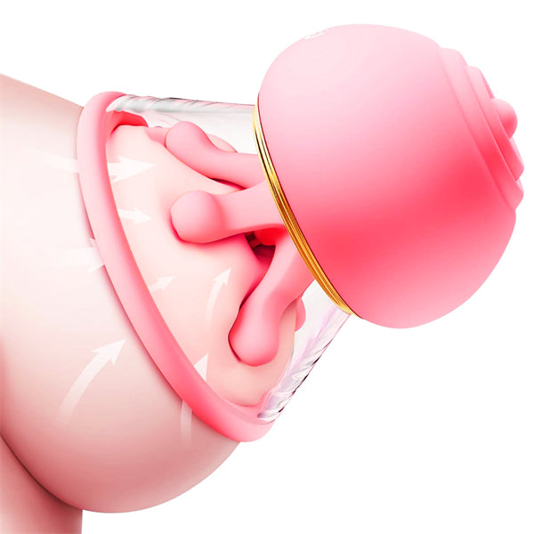 9 Kneading Manual Sucking Stimulator Rose Nipple Clamps Vibrator