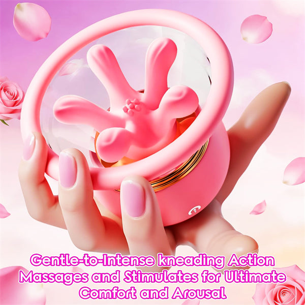 9 Kneading Manual Sucking Stimulator Rose Nipple Clamps Vibrator