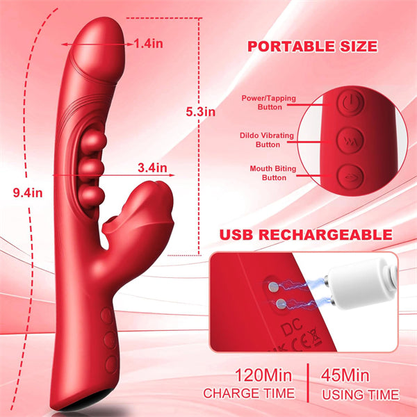 9 Triple Tapping 8 Mouth Biting Dildo Vibrator