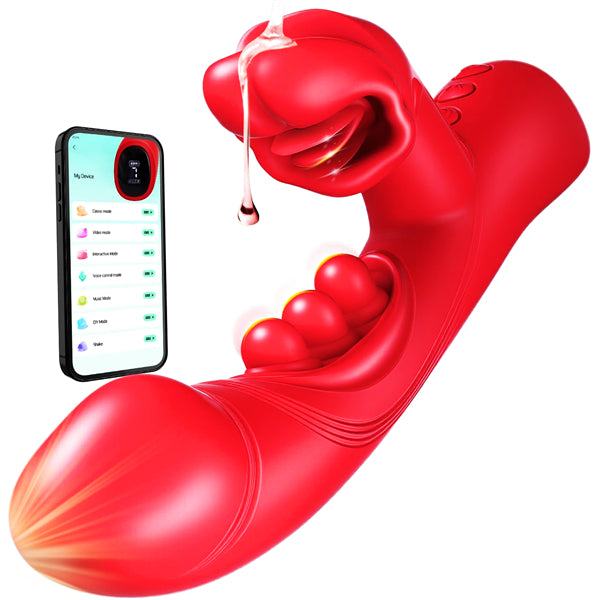 9 Triple Tapping 8 Mouth Biting Dildo Vibrator