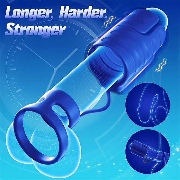 9 Vibrating & 2 Cock Rings Glans Trainer