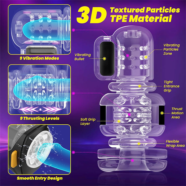 9 Vibrating Thrusting Mode Hands Free Wearable Male Masturbator