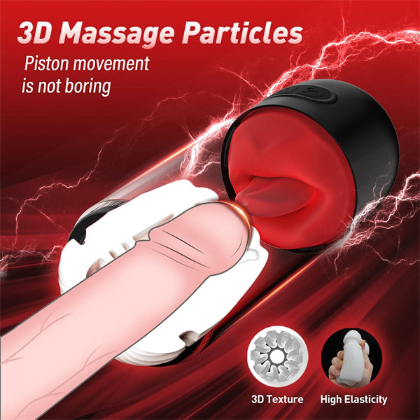 9 Vibrating & 360° Tongue Licking Male Stroker