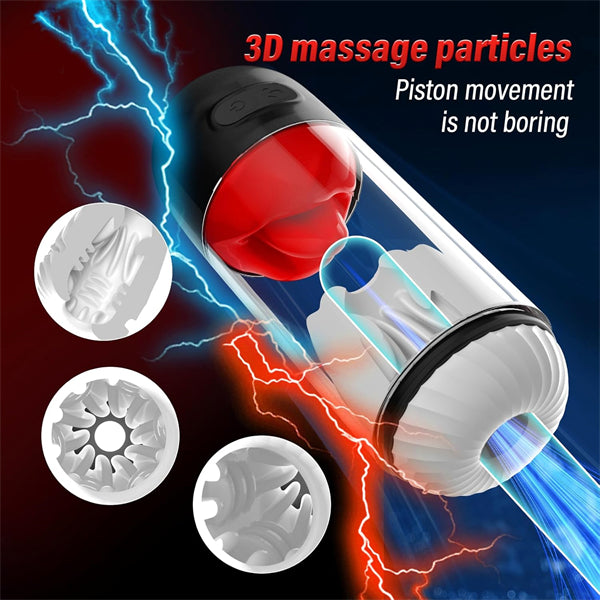 9 Vibrating & 360° Tongue Licking Male Stroker