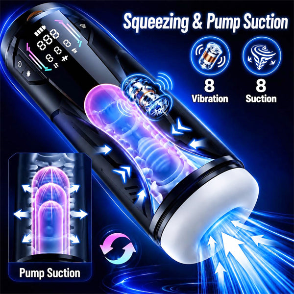 AI APP Pocket Pussy with 8 Sucking & Thrusting & Vibrating Mode