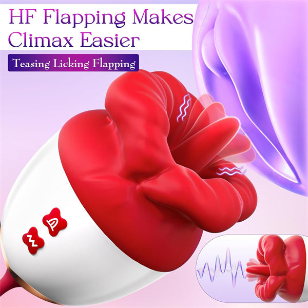 AI App Controlled Rose Toy Vibrator with Tongue Licking Thrusting & G-Spot Stimulation