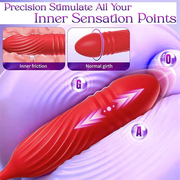 AI App Controlled Rose Toy Vibrator with Tongue Licking Thrusting & G-Spot Stimulation