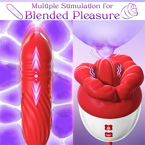 AI App Controlled Rose Toy Vibrator with Tongue Licking Thrusting & G-Spot Stimulation