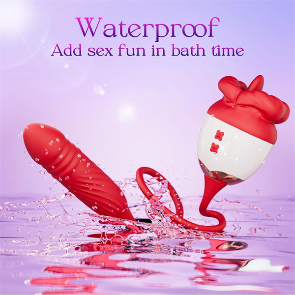 AI App Controlled Rose Toy Vibrator with Tongue Licking Thrusting & G-Spot Stimulation