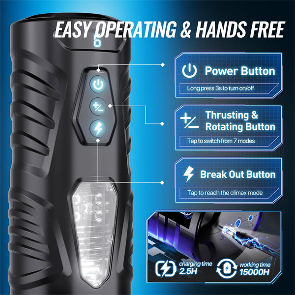 AI Interactive Male Stroker 7 Thrusting & Rotating Modes with Handle