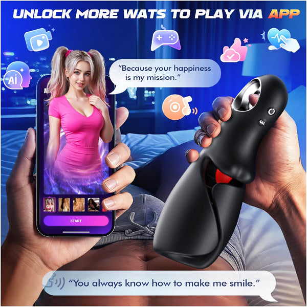 AI Smart APP Control Pocket Pussy Stroker with Tongue Licking
