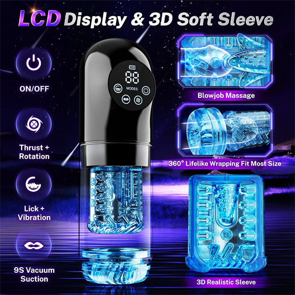 AI Sync Male Sex Toy 9S Penis Pump & 9 Thrusting Rotating Vibrating Sucking Licking Modes Pocket Pussy Stroker