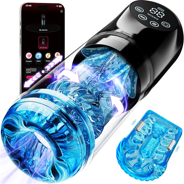 AI Sync Male Sex Toy 9S Penis Pump & 9 Thrusting Rotating Vibrating Sucking Licking Modes Pocket Pussy Stroker