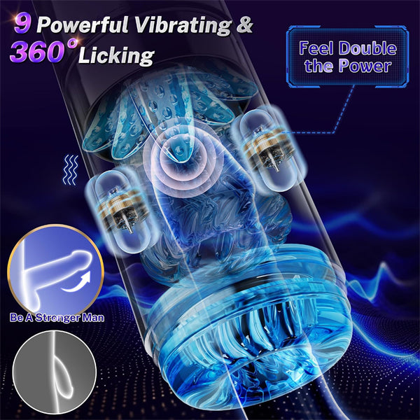 AI Sync Male Sex Toy 9S Penis Pump & 9 Thrusting Rotating Vibrating Sucking Licking Modes Pocket Pussy Stroker