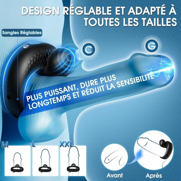 APP Controlled Adjustable Man Cock Ring Vibrator